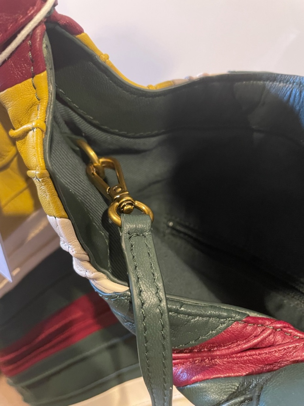 Walter Baker Striped Leather Hobo Bag in Green, White & Burgundy - Picture 5 of 9